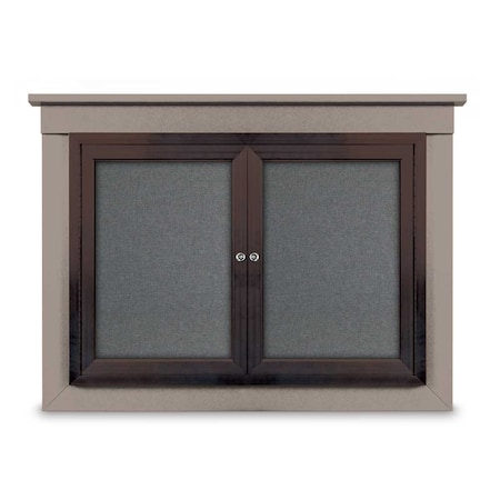 United Visual Products 36"x36" 1-Door Enclosed Letterboard, Blue Felt/Walnut UV2623O-WALNUT-BLUE